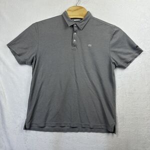 Travis Mathew Polo Shirt Men’s XL Gray Striped Logo Embroidery Logo Golf Golfing